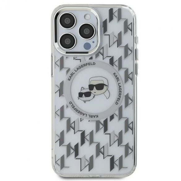 Karl Lagerfeld KLHMP15LHMCKMHT IML Monogram Karl&Choupette Head Husă MagSafe iPhone 15 Pro - transparentă