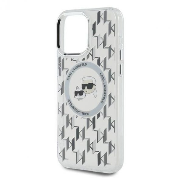 Karl Lagerfeld KLHMP15LHMCKMHT IML Monogram Karl&Choupette Head Husă MagSafe iPhone 15 Pro - transparentă