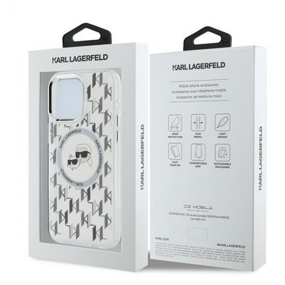 Karl Lagerfeld KLHMP15LHMCKMHT IML Monogram Karl&Choupette Head Husă MagSafe iPhone 15 Pro - transparentă