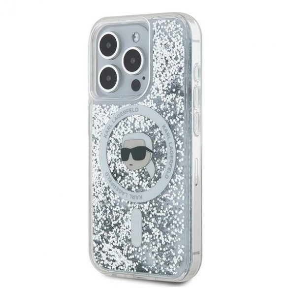 Karl Lagerfeld KLHMP15LLGKISGH iPhone 15 Pro 6.1" Hardcase transparent Liquid Glitter Karl Head Magsafe