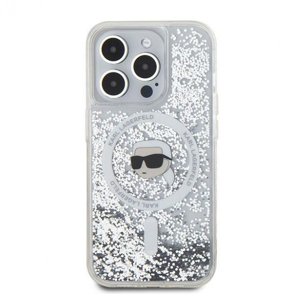 Karl Lagerfeld KLHMP15LLGKISGH iPhone 15 Pro 6.1" Hardcase transparent Liquid Glitter Karl Head Magsafe