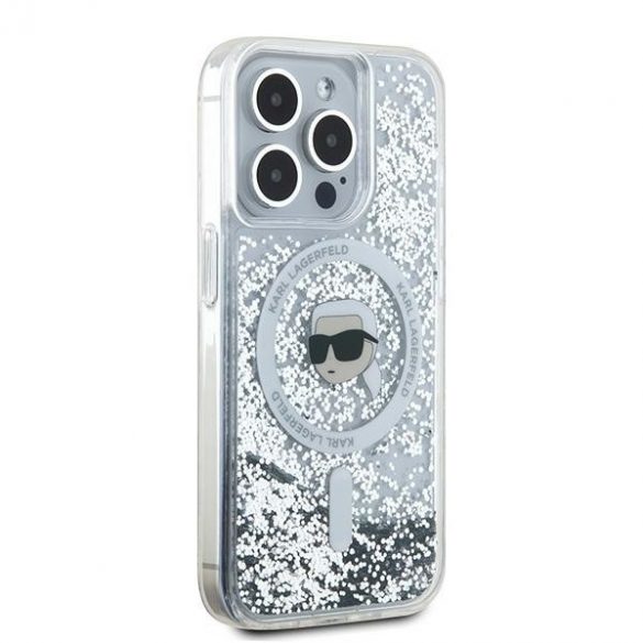 Karl Lagerfeld KLHMP15LLGKISGH iPhone 15 Pro 6.1" Hardcase transparent Liquid Glitter Karl Head Magsafe