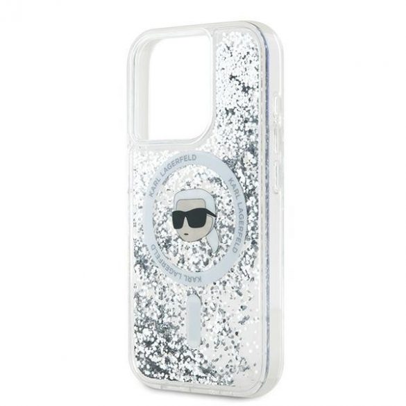 Karl Lagerfeld KLHMP15LLGKISGH iPhone 15 Pro 6.1" Hardcase transparent Liquid Glitter Karl Head Magsafe