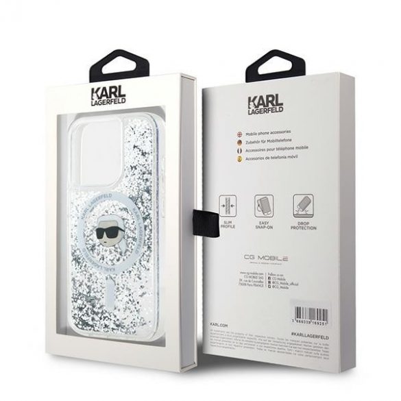 Karl Lagerfeld KLHMP15LLGKISGH iPhone 15 Pro 6.1" Hardcase transparent Liquid Glitter Karl Head Magsafe