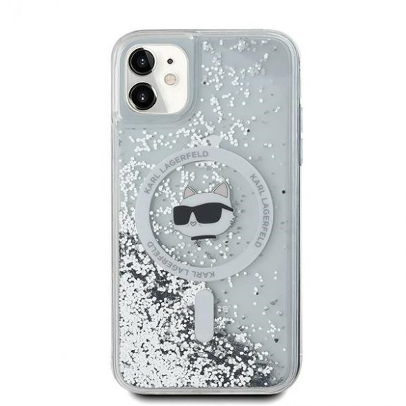 Karl Lagerfeld KLHMN61LGCHSGH Liquid Glitter Choupette Head MagSafe-kompatibilis tok iPhone 11 / Xr - átlátszó