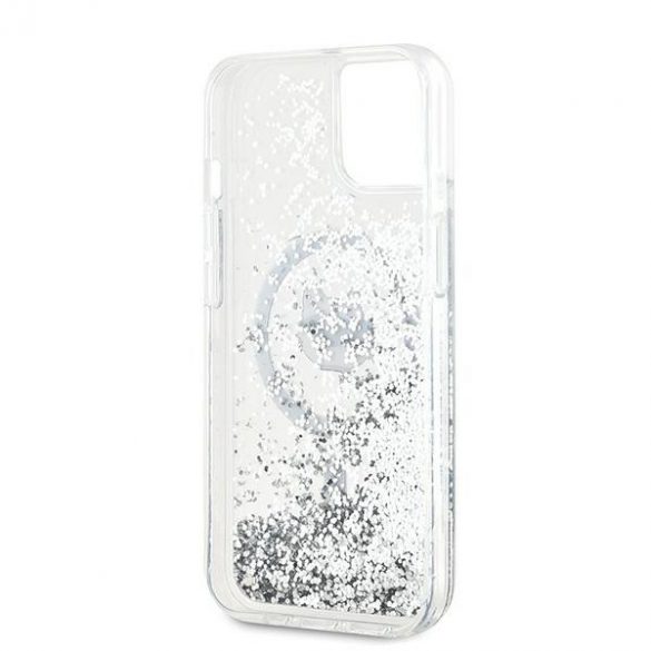 Karl Lagerfeld KLHMP13MLGCHSGH Liquid Glitter Choupette Head MagSafe-kompatibilis tok iPhone 13 - átlátszó