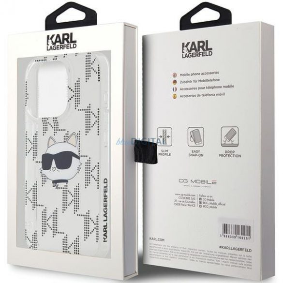 Karl Lagerfeld KLHCP15LHKLPCHT iPhone 15 Pro 6,1" husă rigidă transparentă IML Choupette Head & Monogram