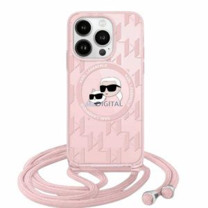 Karl Lagerfeld KLHMP15LHCKCKLCP iPhone 15 Pro 6.1" husă rigidă rożowy/roz IML Crossbody Monogram Karl & Choupette Head MagSafe