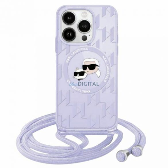 Karl Lagerfeld KLHMP15XHCKCKLCU iPhone 15 Pro Max 6,7" husă rigidă violet/violet IML Crossbody Monogram Karl & Choupette Head MagSafe