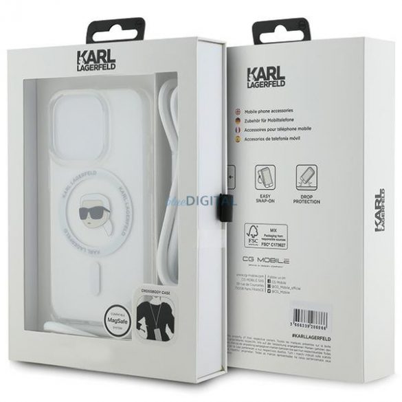 Karl Lagerfeld KLHMP15LHCKHNT iPhone 15 Pro 6.1" Hardcase transparent Crossbody IML Karl Head Magsafe