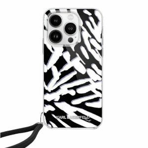 Karl Lagerfeld KLHCP15LHZBPKCCK iPhone 15 Pro 6.1" carcasă rigidă/neagră IML Zebra Pattern & Cord