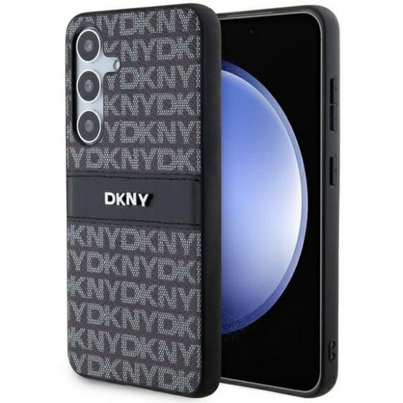 DKNY DKHCS24SPRTHSLK S24 S921 carcasă rigidă din piele/negru cu dungi mono și logo metalic