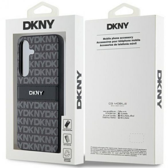 DKNY DKHCS24SPRTHSLK S24 S921 carcasă rigidă din piele/negru cu dungi mono și logo metalic