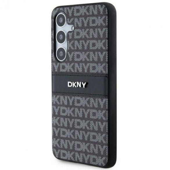 DKNY DKHCS24MPRTHSLK S24+ S926 carcasă rigidă/neagră din piele cu dungi mono și logo metalic