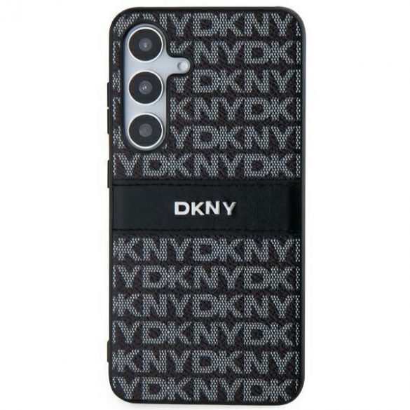 DKNY DKHCS24MPRTHSLK S24+ S926 carcasă rigidă/neagră din piele cu dungi mono și logo metalic