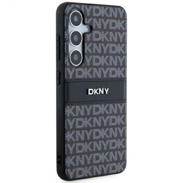 DKNY DKHCS24MPRTHSLK S24+ S926 carcasă rigidă/neagră din piele cu dungi mono și logo metalic