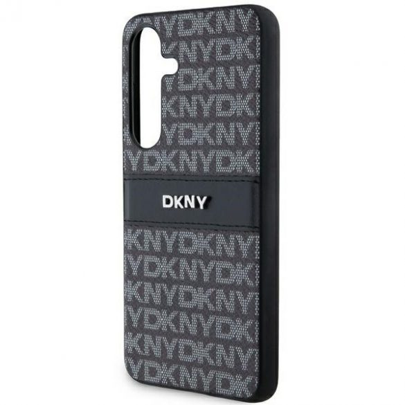 DKNY DKHCS24MPRTHSLK S24+ S926 carcasă rigidă/neagră din piele cu dungi mono și logo metalic