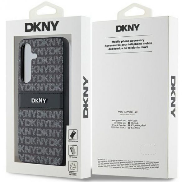 DKNY DKHCS24MPRTHSLK S24+ S926 carcasă rigidă/neagră din piele cu dungi mono și logo metalic