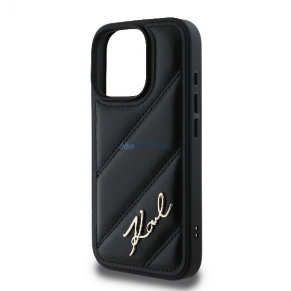 Karl Lagerfeld KLHCP16XPQDSMGK Carcasă rigidă matlasată Signature pentru iPhone 16 Pro Max - Negru