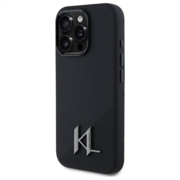 Karl Lagerfeld KLHMP16LSCMKMPCK Silicon Shadow Metal Initial MagSafe hard case pentru iPhone 16 Pro - negru