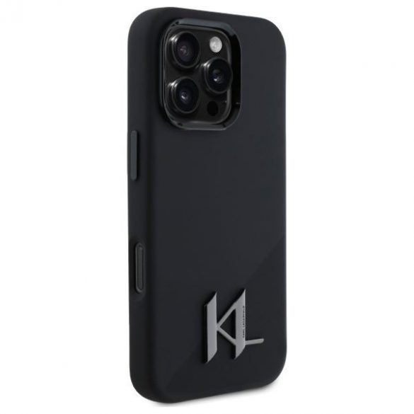 Karl Lagerfeld KLHMP16LSCMKMPCK Silicon Shadow Metal Initial MagSafe hard case pentru iPhone 16 Pro - negru