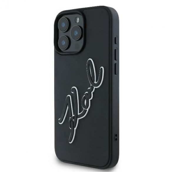 Karl Lagerfeld KLHCP16L3DRKSDLK 3D Rubber Bicolor Signature Hard Case pentru iPhone 16 Pro - Negru