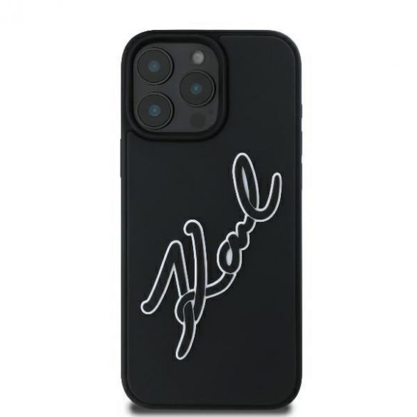 Karl Lagerfeld KLHCP16L3DRKSDLK 3D Rubber Bicolor Signature Hard Case pentru iPhone 16 Pro - Negru