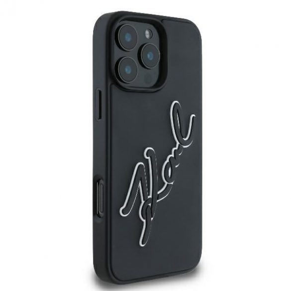 Karl Lagerfeld KLHCP16L3DRKSDLK 3D Rubber Bicolor Signature Hard Case pentru iPhone 16 Pro - Negru