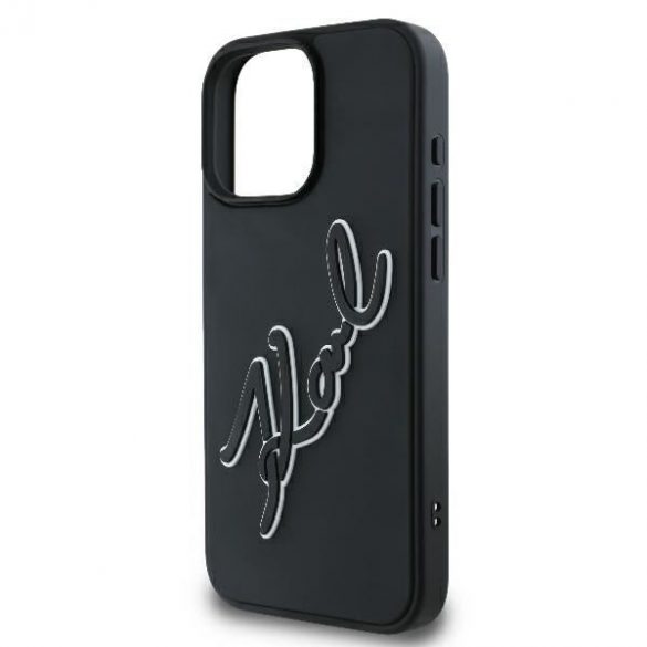 Karl Lagerfeld KLHCP16L3DRKSDLK 3D Rubber Bicolor Signature Hard Case pentru iPhone 16 Pro - Negru