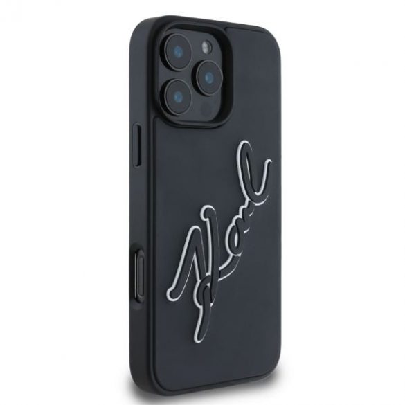 Karl Lagerfeld KLHCP16X3DRKSDLK 3D Rubber Bicolor Signature Hard Case pentru iPhone 16 Pro Max - Negru