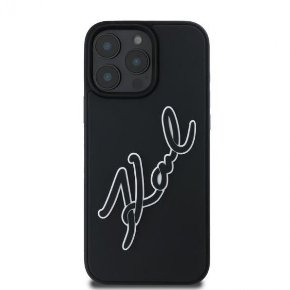 Karl Lagerfeld KLHCP16X3DRKSDLK 3D Rubber Bicolor Signature Hard Case pentru iPhone 16 Pro Max - Negru