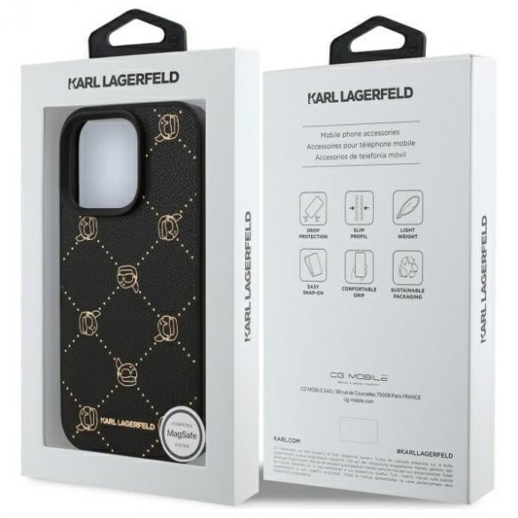 Karl Lagerfeld KLHMP16XPGKHPHK Geantă Magsafe Karl Head pentru iPhone 16 Pro Max - negru