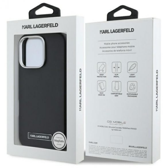 Karl Lagerfeld KLHMP16LPGMSRPK FW Metal Plate MagSafe hard case pentru iPhone 16 Pro - negru