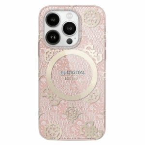 Guess GUHMP16LH4PYEEP IML Peony On 4G Background Carcasă tare compatibilă MagSafe pentru iPhone 16 Pro - roz