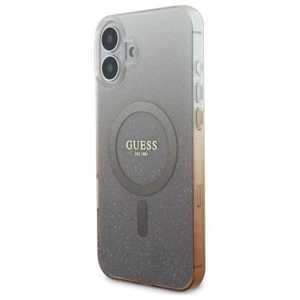 Guess GUHMP16SHGRCELW IML Glitter Gradient MagSafe carcasă tare pentru iPhone 16 - maro