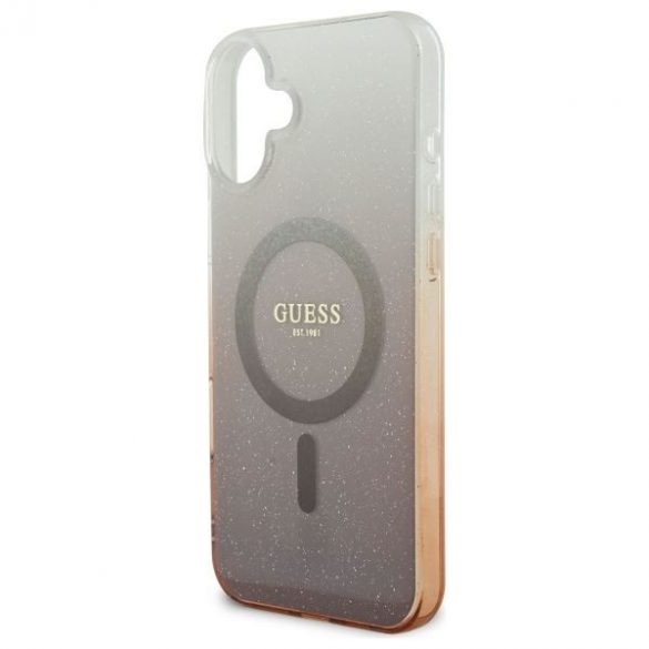 Guess GUHMP16SHGRCELW IML Glitter Gradient MagSafe carcasă tare pentru iPhone 16 - maro