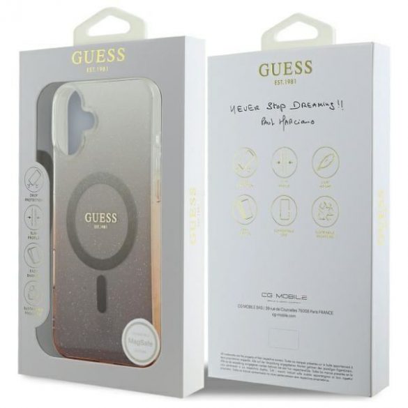 Guess GUHMP16SHGRCELW IML Glitter Gradient MagSafe carcasă tare pentru iPhone 16 - maro