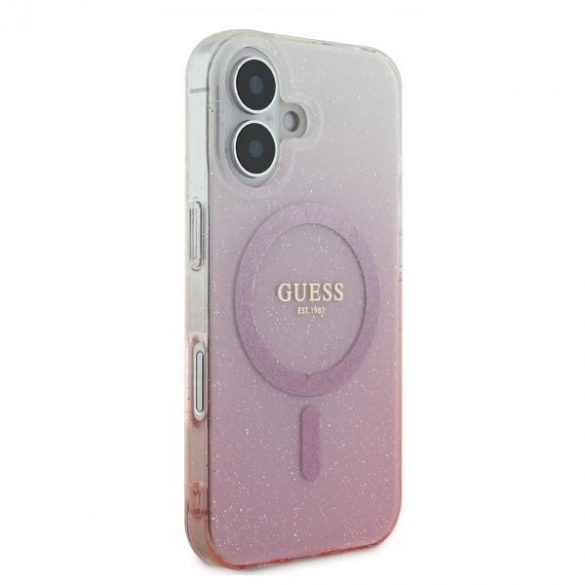 Guess GUHMP16MHGRCELP IML Glitter Gradient MagSafe carcasă tare pentru iPhone 16 Plus - roz