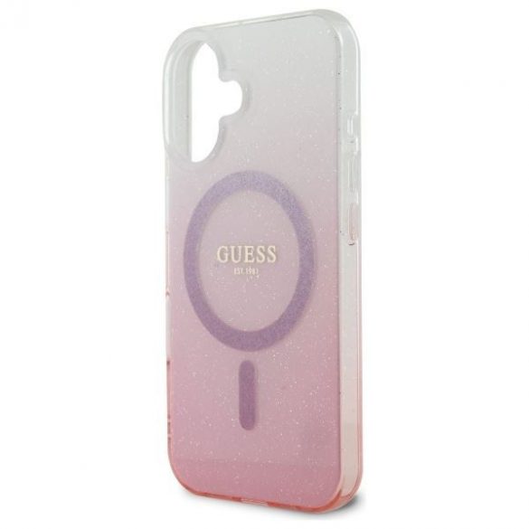 Guess GUHMP16MHGRCELP IML Glitter Gradient MagSafe carcasă tare pentru iPhone 16 Plus - roz