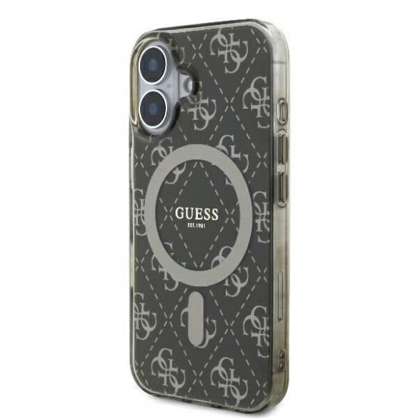 Guess GUHMP16SH4DTEW IML 4G Background MagSafe husă tare pentru iPhone 16 - maro