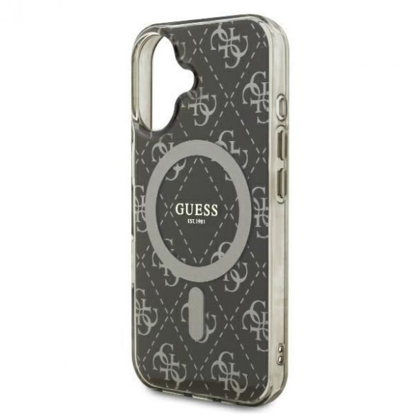 Guess GUHMP16SH4DTEW IML 4G Background MagSafe husă tare pentru iPhone 16 - maro