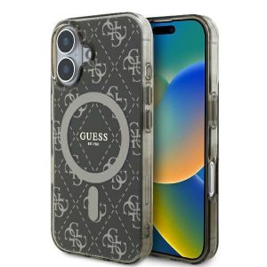 Guess GUHMP16MH4DTEW IML 4G Fond MagSafe carcase rigide pentru iPhone 16 Plus - maro