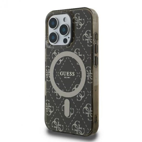 Guess GUHMP16LH4DTEW IML 4G Background MagSafe carcase rigide pentru iPhone 16 Pro - maro