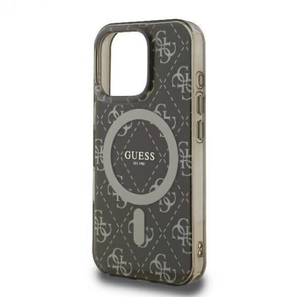 Guess GUHMP16LH4DTEW IML 4G Background MagSafe carcase rigide pentru iPhone 16 Pro - maro