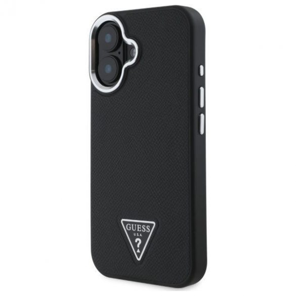 Guess GUHMP16SPGTSPSK Triunghi granulat MagSafe carcasă tare pentru iPhone 16 - negru