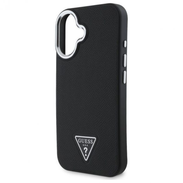 Guess GUHMP16SPGTSPSK Triunghi granulat MagSafe carcasă tare pentru iPhone 16 - negru