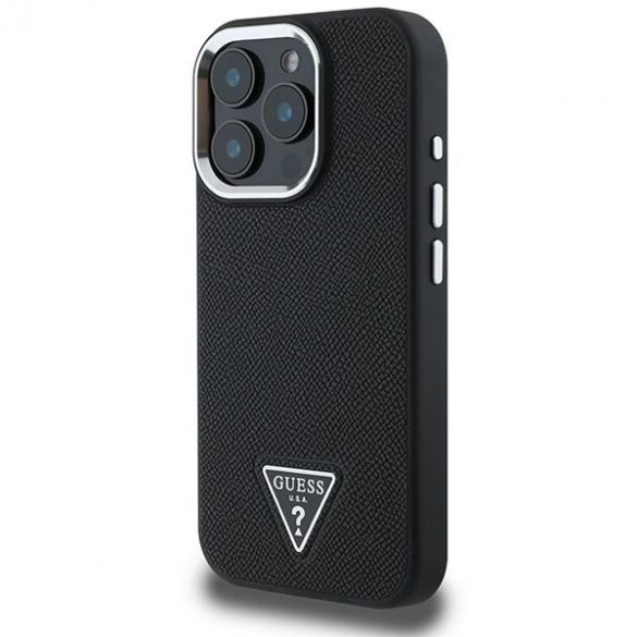 Guess GUHMP16LPGTSPSK Triunghi granulat, husă MagSafe pentru iPhone 16 Pro - negru