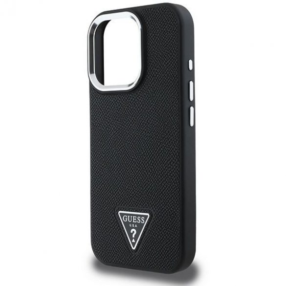 Guess GUHMP16LPGTSPSK Triunghi granulat, husă MagSafe pentru iPhone 16 Pro - negru