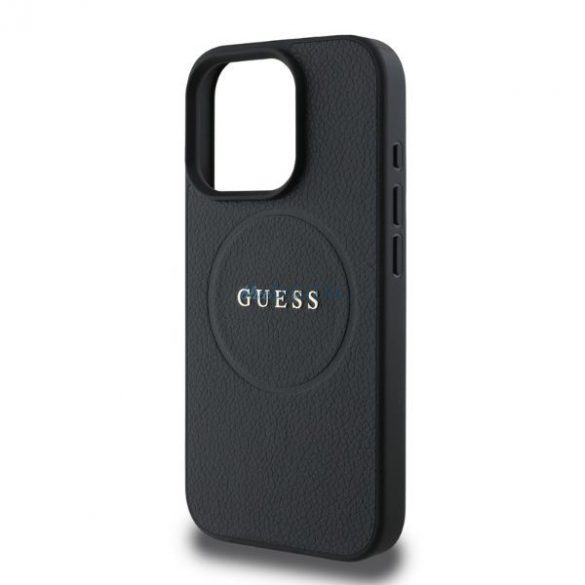 Guess GUHMP16LPGHSMMK iPhone 16 Pro inel din aur cu granulație din PU MagSafe, negru/czarny