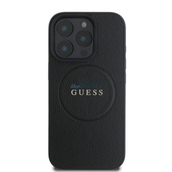 Guess GUHMP16LPGHSMMK iPhone 16 Pro inel din aur cu granulație din PU MagSafe, negru/czarny